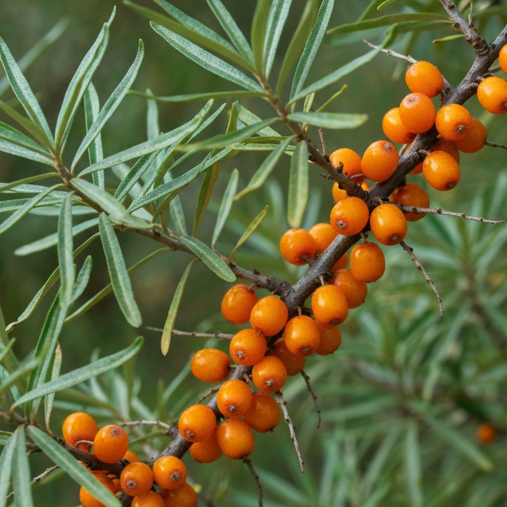 Sea buckthorn berries in natural alpine setting